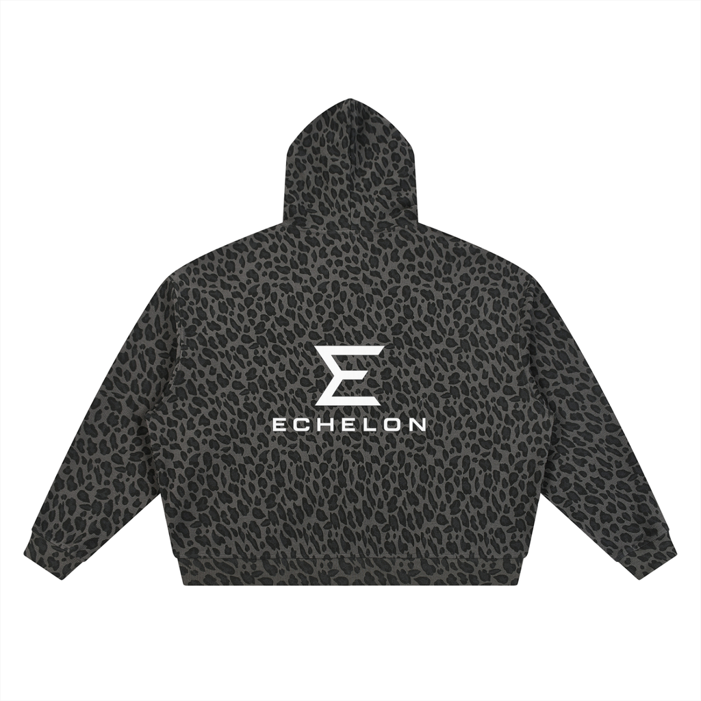 Echelon S1 " Black Cube Collection" Unisex Leopard Print Waffle Full Zip Hoodie