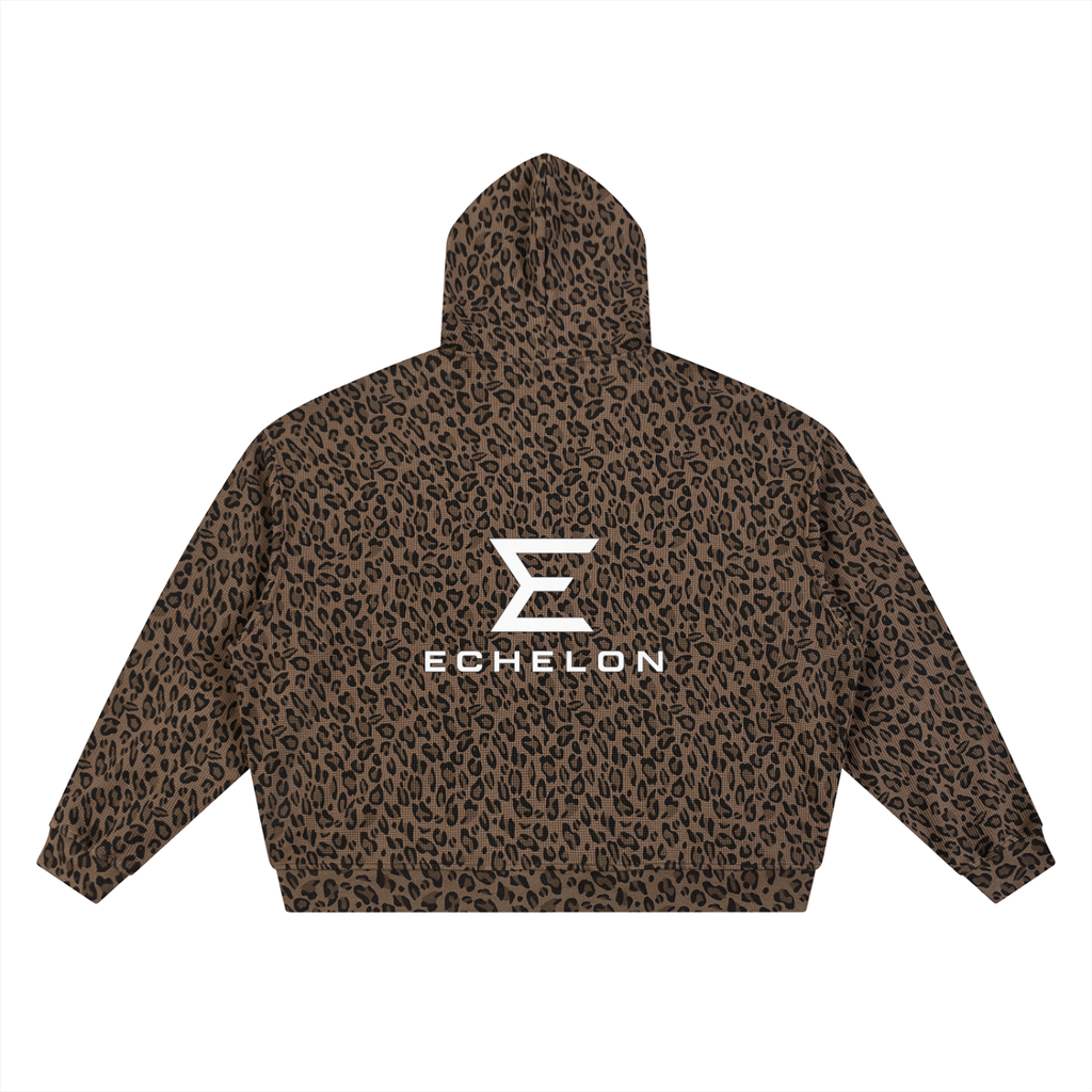 Echelon S1 " Black Cube Collection" Unisex Leopard Print Waffle Full Zip Hoodie