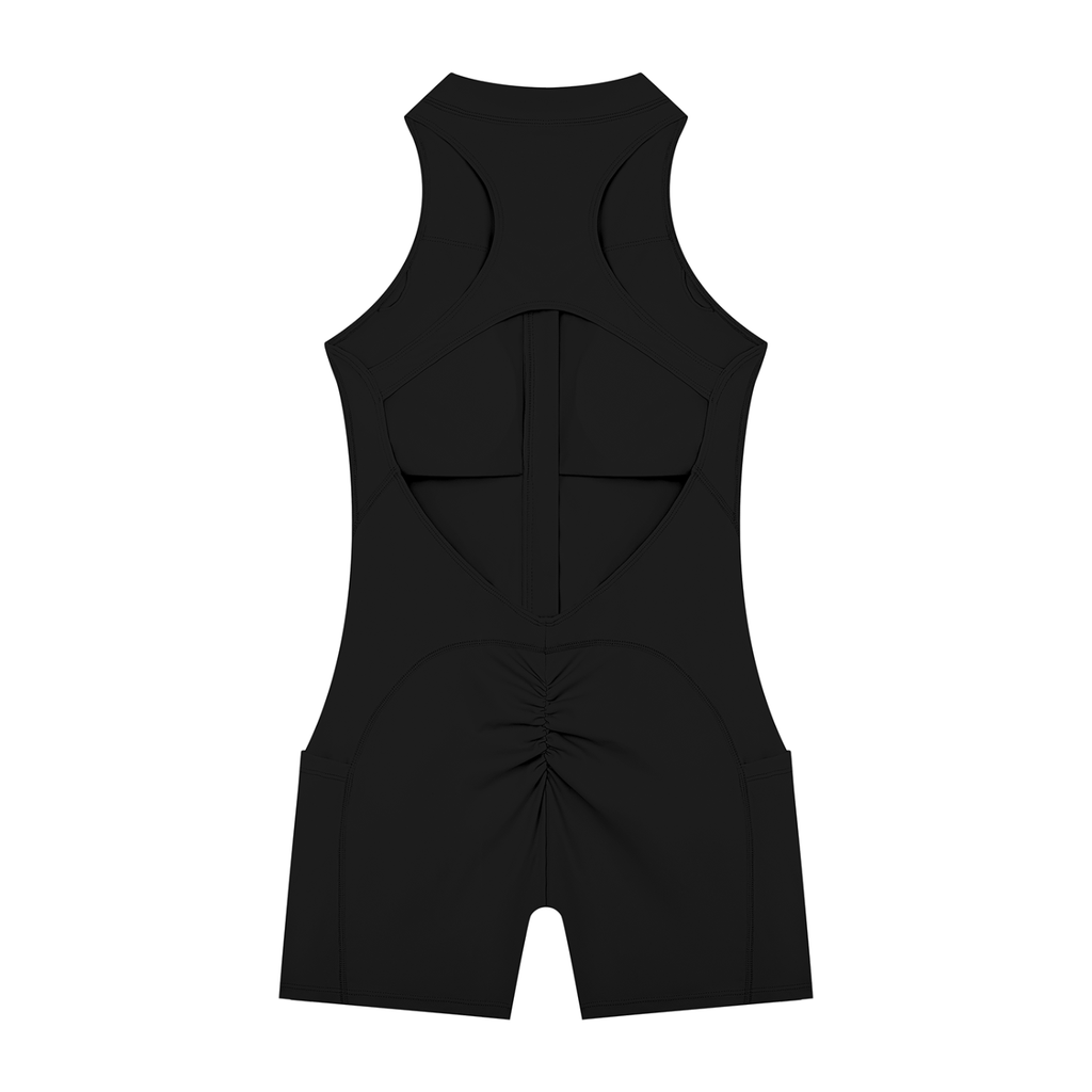 Echelon " Black Cube Collection" Women’s Quarter-Zip Yoga Romper
