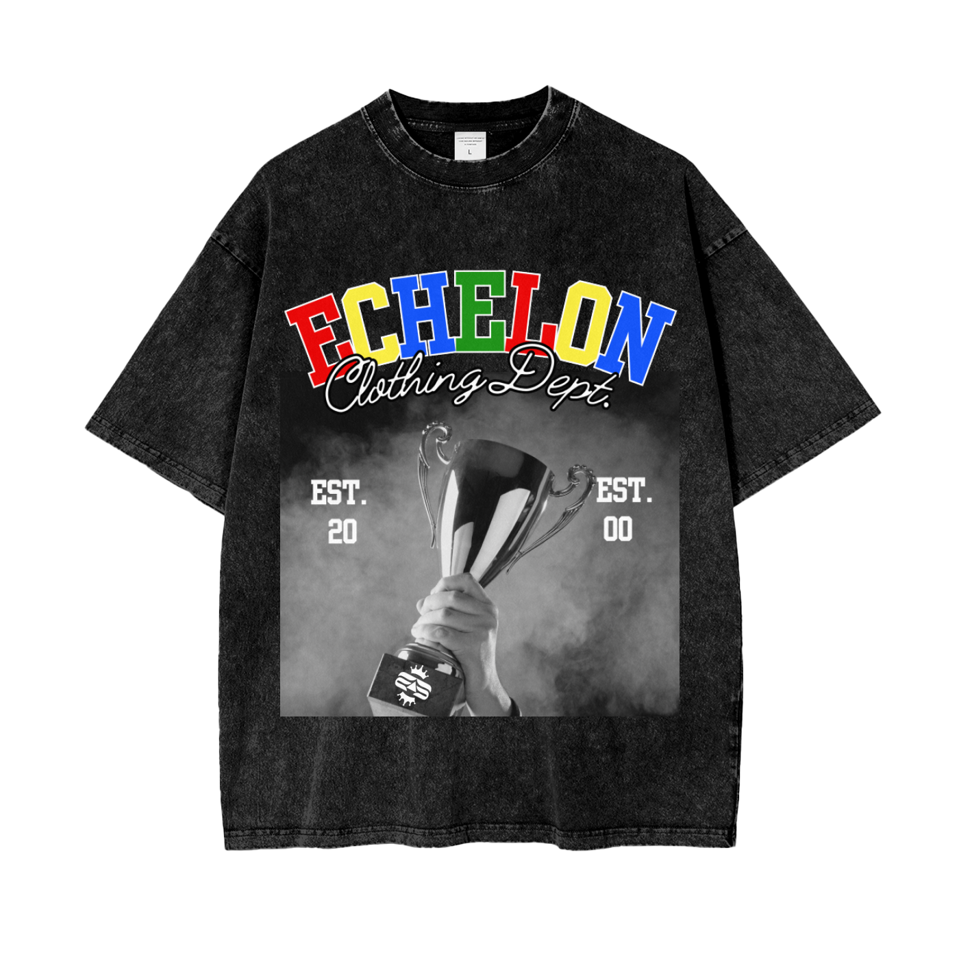 Echelon Acid Wash Oversized Tee in Rose Red - flat lay