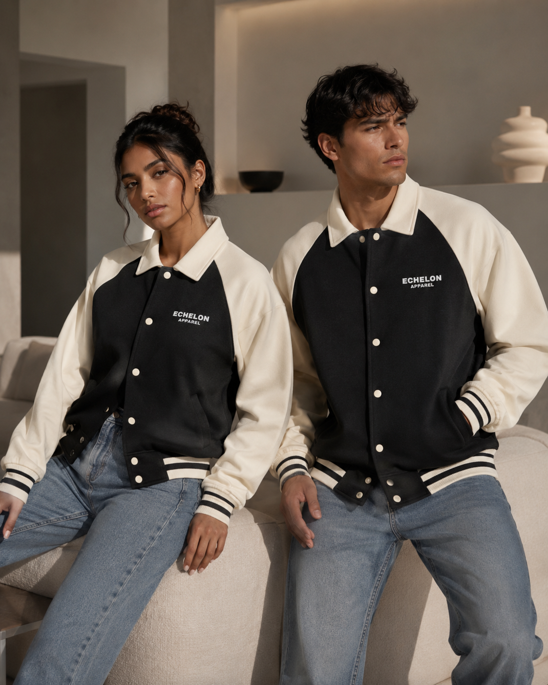 Echelon Contrast Raglan Sleeve Baseball Jacket