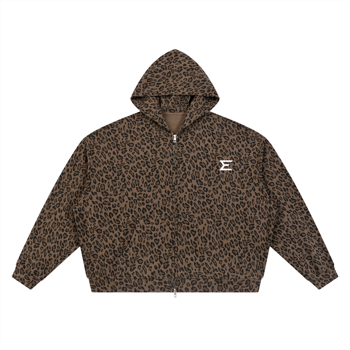 Echelon S1 " Black Cube Collection" Unisex Leopard Print Waffle Full Zip Hoodie