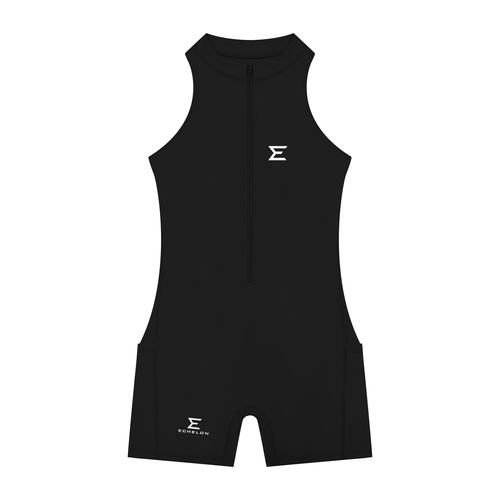 Echelon Women's Quarter-Zip Yoga Romper in Black