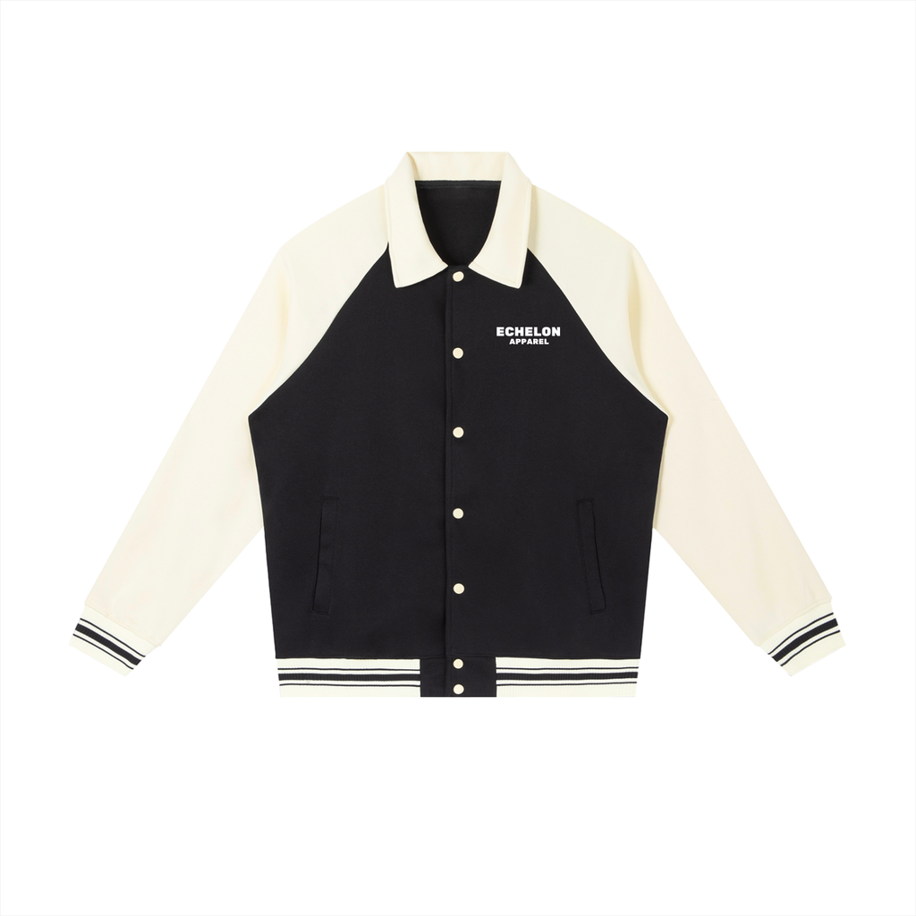 Echelon Raglan Sleeve Baseball Jacket in Navy Blue