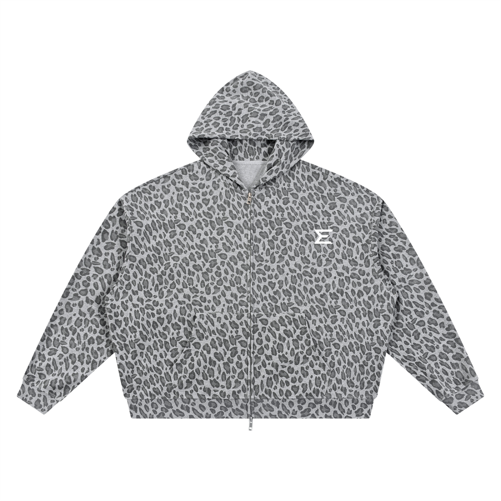 Echelon S1 " Black Cube Collection" Unisex Leopard Print Waffle Full Zip Hoodie